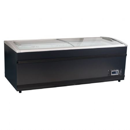 Conglateur horizontal noir de supermarch avec portes vitrs coulissantes -24 / -16C - 577L
