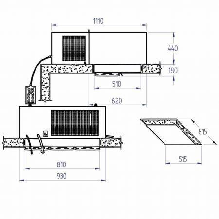 Groupe frigorifique plafond pour volume de chambre 1,06 m3 temprature -15/-25C