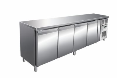 Table réfrigérée positive inox 4 portes - température -2/+8°C et 511 L Table réfrigérée positive inox 4 portes - température -2/+8°C et 511 L