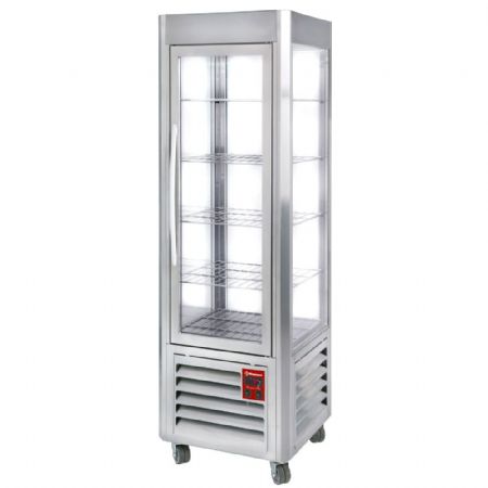 Vitrine réfrigérée panoramique positive inox - 5 grilles - 360 litres - Diamond
