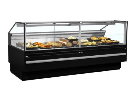 Comptoir de traiteur positif 3M1 avec vitre droite - 2548x1120x1190mm