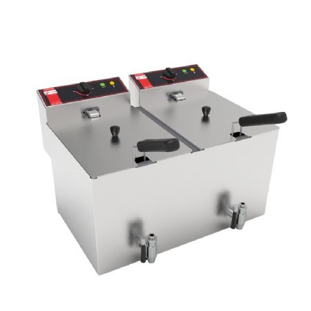 Friteuse professionnelle  poser double cuve 2x8 L puissance 6,8 kW