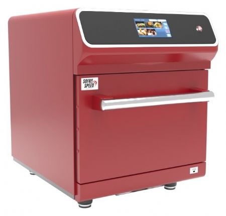 Four professionnel à cuisson ultra rapide rouge à commandes mécaniques 460x680x610 mm - Sofraca - SOFRASPEED-RED