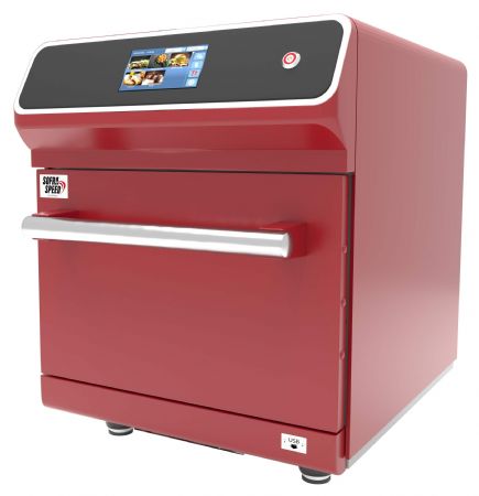 Four professionnel à cuisson ultra rapide rouge à commandes mécaniques 460x680x610 mm - Sofraca - SOFRASPEED-RED