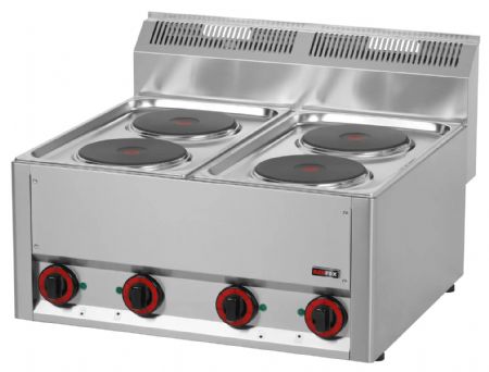Cuisinière professionnelle triphasé à poser 4 feux 8 kW - Redfox - SP 60 ELS