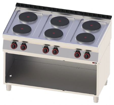 Fourneau triphasé sur placard 6 feux de 2,6 kW - Redfox - SP 70/120 E
