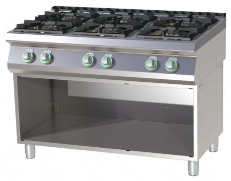 Fourneau sur placard ouvert à gaz 6 feux 39 kW - RM Gastro - SP 7120 G