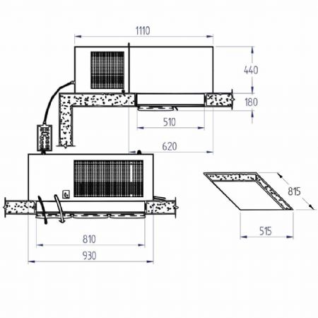 Groupe frigorifique plafond -5°C à +5°C 33,4 m³ 10°C ambiant R290 - Diamond - SP200T-4M-R2