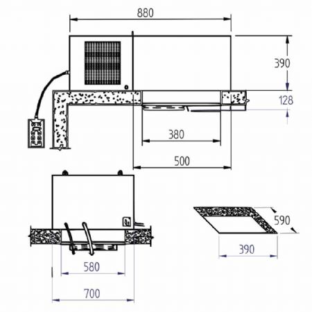 Groupe frigorifique plafond pour volume de chambre 0,55 m3 temprature -5/+5C