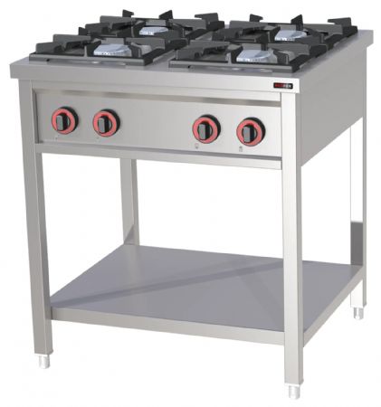 Cuisinière professionnelle Fourneau sur placard ouvert à gaz 4 feux 25 kW - Redfox - SPF 80 G