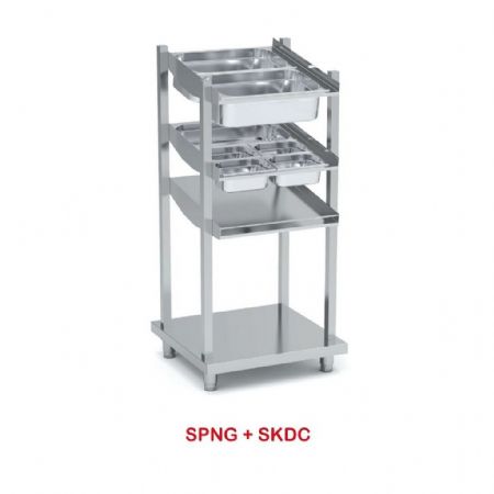 Self-services neutre sur pied avec 3 bacs GN1/1 et 4 bacs GN1/4 - 720x700x1560 mm - Eratos - SPNG