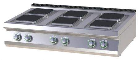 Fourneau triphasé à poser 6 feux 15,6 kW - RM Gastro - SPQ 7012 E Fourneau triphasé à poser 6 feux 15,6 kW - RM Gastro - SPQ 7012 E