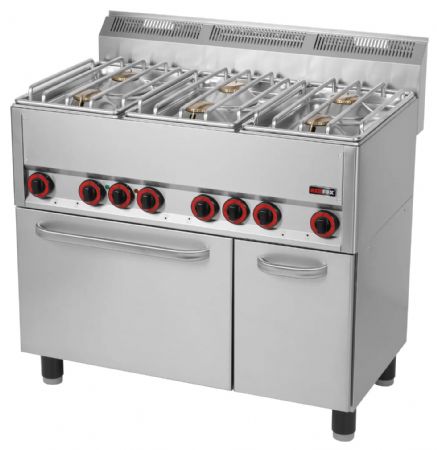 Fourneau à gaz sur four 6 feux 27 kW - Redfox - SPT 90 GLS