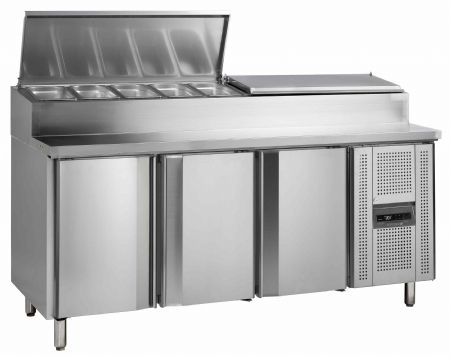 Comptoir de préparation de sandwich GN1/1 - 3 portes inox 407 L +2 à +10 °C - Tefcold - SS7300