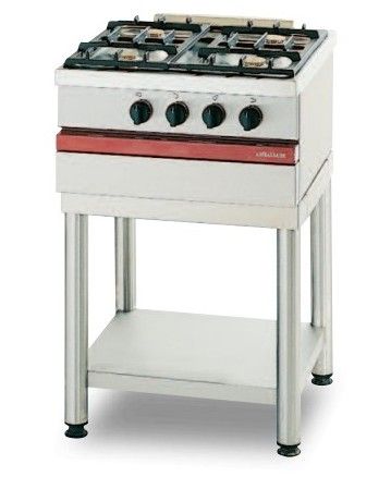 Support en tube inox avec étagère et pieds réglables 600x540x600 mm