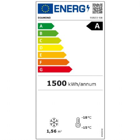 Armoire réfrigérée négative vitrée 221 litres - 7 niveaux fixes - Blanche - Diamond Promo - SSN33-SW