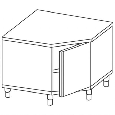 Meuble Bas de Rangement Inox d'angle avec porte battante, sans dosseret, 900x600 mm - Virtus - STAB69 Meuble Bas de Rangement Inox d'angle avec porte battante, sans dosseret, 900x600 mm - Virtus - STAB69