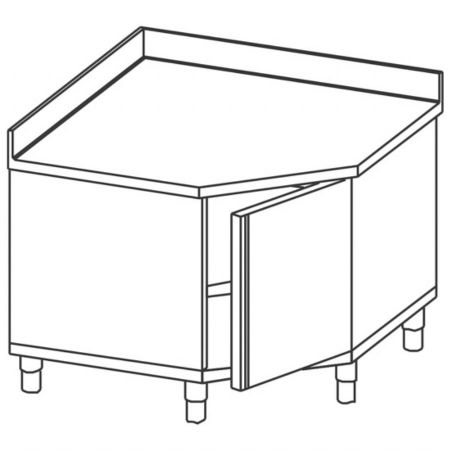 Meuble Bas de Rangement Inox d'angle avec porte battante et dosseret 1000x700 mm - Virtus - STABA71 Meuble Bas de Rangement Inox d'angle avec porte battante et dosseret 1000x700 mm - Virtus - STABA71