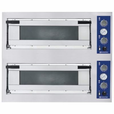 Four à pizza électrique 2 chambres commandes manuelles pour 6+6 pizzas diamètre 350 mm Four à pizza électrique 2 chambres commandes manuelles pour 6+6 pizzas diamètre 350 mm