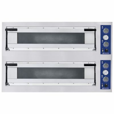 Four à pizza électrique 2 chambres commandes manuelles pour 6+6 pizzas diamètre 350 mm Four à pizza électrique 2 chambres commandes manuelles pour 6+6 pizzas diamètre 350 mm