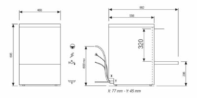 Lave-verres simple paroi sans adoucisseur int�gr� - panier 400x400 mm - 8 L - hauteur de passage 300 mm