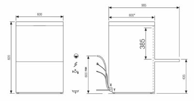Lave-vaisselle frontal 15 litres panier 500x500 mm avec adoucisseur �lectrique triphas�
