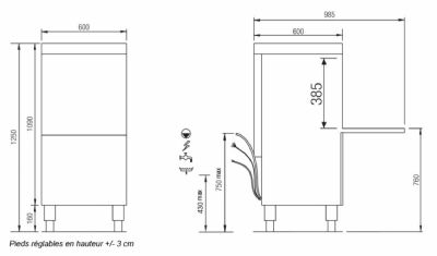 Lave-vaisselle frontal 15 litres avec hauteur de passage 360 mm et panier 500x500 mm