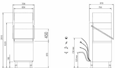 Lave-vaisselle � capot panier 500x500 mm cuve 15 litres