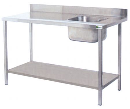 Plonge professionnelle avec 1 bac  droite-  1600x700x850 mm