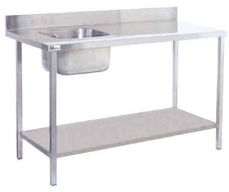 Plonge inox 1 bac à gauche avec dosseret et tablette inférieure 1600x700x870 mm - Afi-Collin-Lucy - STCS167A Plonge inox 1 bac à gauche avec dosseret et tablette inférieure 1600x700x870 mm - Afi-Collin-Lucy - STCS167A