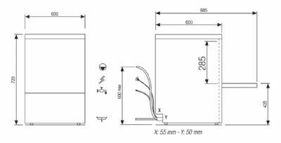 Lave-vaisselle frontal avec pompe de relevage et adoucisseur int�gr� - 20 L panier 500x500 mm