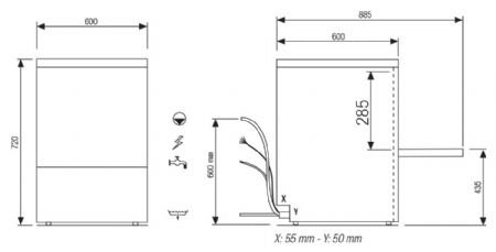 Lave-vaisselle - 20 litres - STEELTECH DG - Panier 500 x 500 mm - adoucisseur - Colged - STEEL361DGA