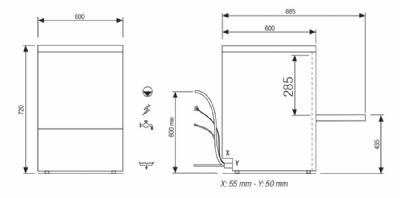 Lave-vaisselle frontal avec pompe de relevage - panier 500x500 mm