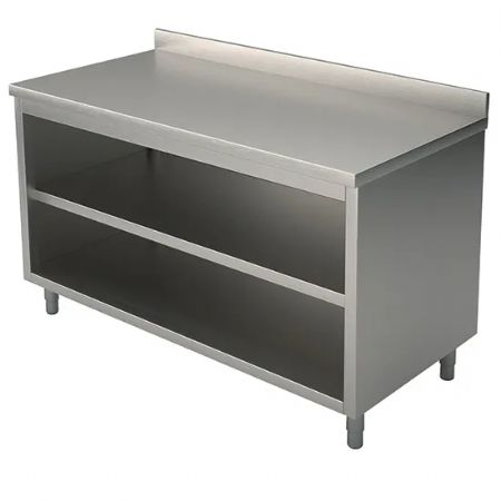 Meuble Bas de Rangement Inox table armoire ouverte avec dosseret 1400x500 mm - Virtus - STFA514 Meuble Bas de Rangement Inox table armoire ouverte avec dosseret 1400x500 mm - Virtus - STFA514