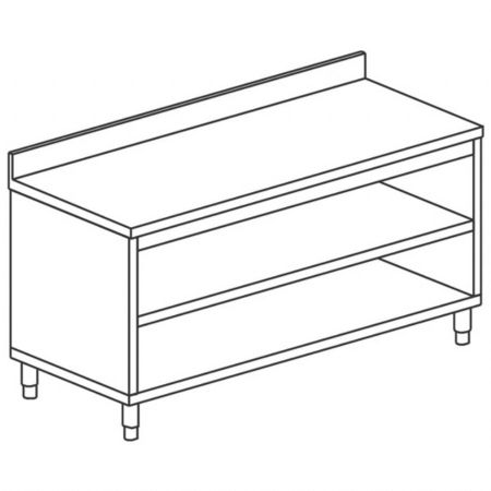 Meuble Bas de Rangement Inox table armoire ouverte avec dosseret 600x600 mm - Virtus - STFA66 Meuble Bas de Rangement Inox table armoire ouverte avec dosseret 600x600 mm - Virtus - STFA66