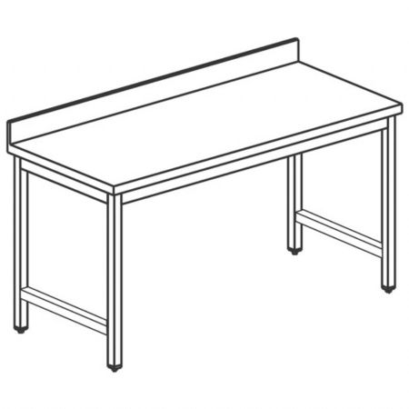 Table de Travail Inox sans étagère avec dosseret 700x700x850 mm - Virtus - STLTA7070