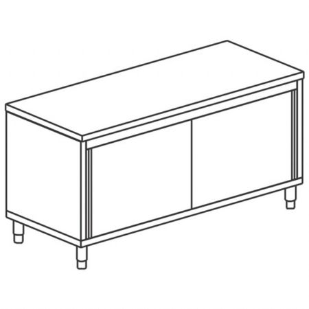 Meuble Bas de Rangement Inox avec portes coulissantes sans dosseret 1100x600 mm - Virtus - STN60110
