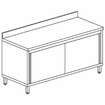 Table armoire neutre inox murale avec portes coulissantes et dosseret 700 x 1100 x 850 mm Table armoire neutre inox murale avec portes coulissantes et dosseret 700 x 1100 x 850 mm