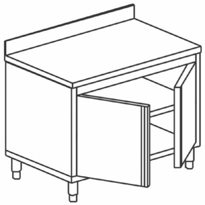 Table armoire neutre inox murale avec 1 porte battante et dosseret 600x800 mm Table armoire neutre inox murale avec 1 porte battante et dosseret 600x800 mm