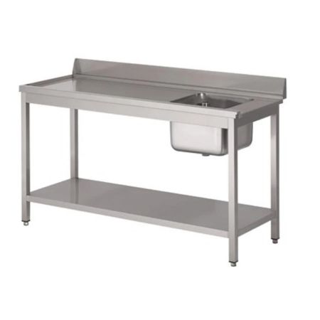 Plonge avec vier  droite avec tagre et dosseret 1700x600 mm