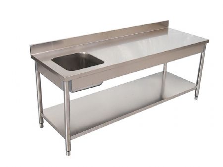 Plonge avec vier  gauche avec tagre et dosseret 1600x600 mm