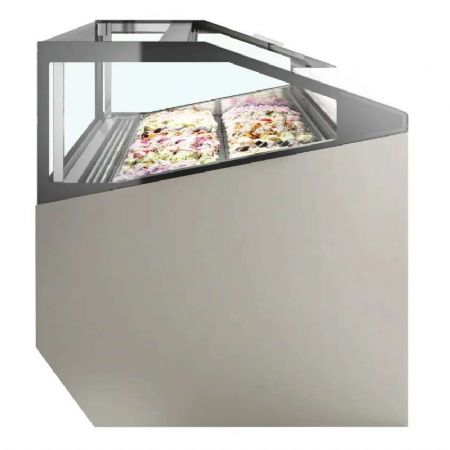 Vitrine de crme glace professionnelle grise avec 24 bacs Napoli 5 litres