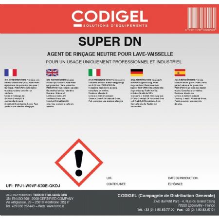 Liquide de rincage neutre (  utiliser dans vaisselle avec osmoseur) 10L