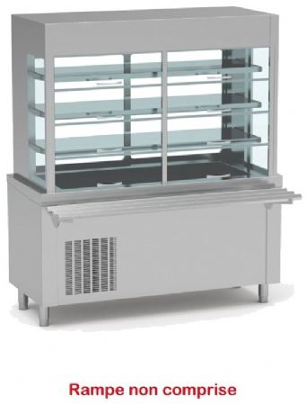 Meuble réfrigéré panoramique avec cuve sans réseve +4 / +12°C - 3 niveaux GN1/1