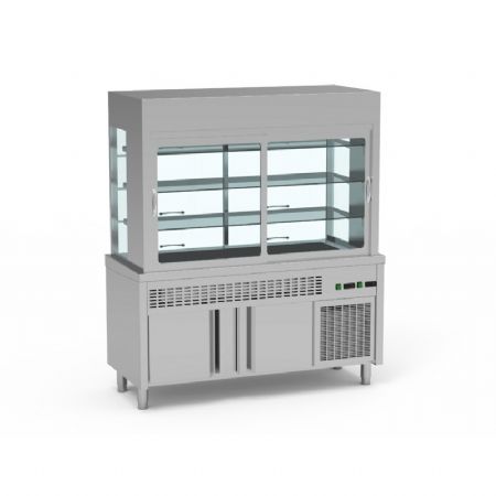 Meuble rfrigr panoramique avec cuve et rseve +4 / +12C - 3 niveaux GN1/1
