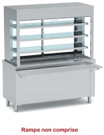 Meuble avec vitrine et plaque froide sans réserve +4 / +12°C - 3 niveaux GN1/1
