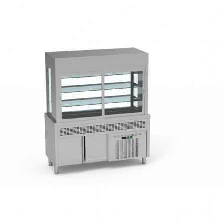 Self-services réfrigérée avec vitrine 3 niveaux et réserve, capacité 4 GN1/1 - Eratos - SVPPR-160