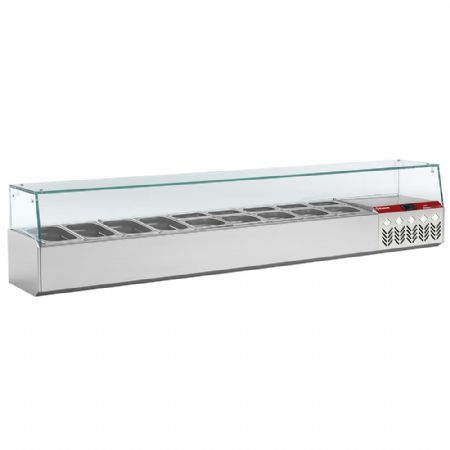 Saladette à Poser Structure réfrigérée GN 9x1/4 avec vitre droite - Diamond Promo - SX198G/PP9 Saladette à Poser Structure réfrigérée GN 9x1/4 avec vitre droite - Diamond Promo - SX198G/PP9