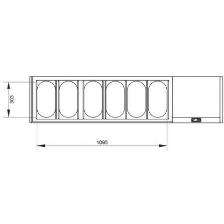 Saladette à Poser Structure réfrigérée GN 6x1/3 avec vitre droite - Diamond Promo - SY160G/PP9