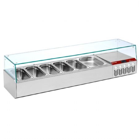 Saladette à Poser Structure réfrigérée GN 6x1/3 avec vitre droite - Diamond Promo - SY160G/PP9 Saladette à Poser Structure réfrigérée GN 6x1/3 avec vitre droite - Diamond Promo - SY160G/PP9